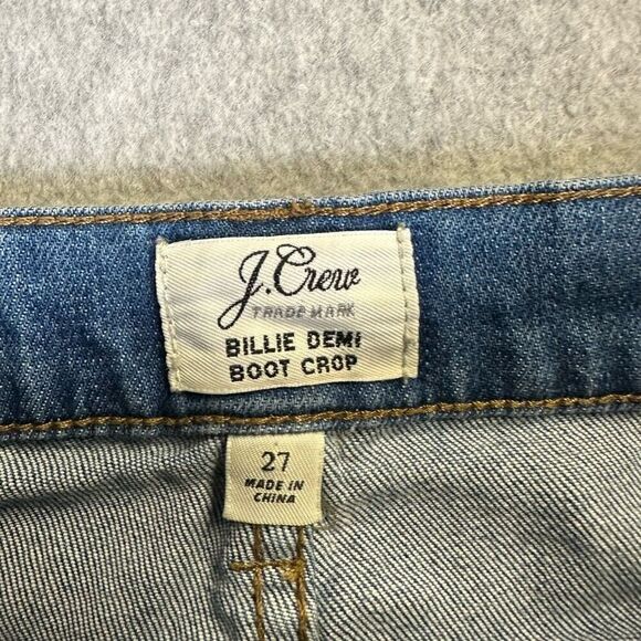 J Crew Women’s Size 27 Billie Demi Boot Crop Jeans Blue Dark Wash Denim Pockets - Picture 5 of 7